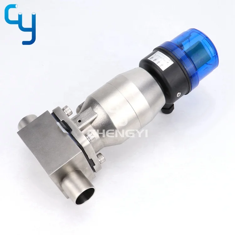 Welded sanitary stainless steel forging straight through 2 way pneumatic diaphragm valve with positioner