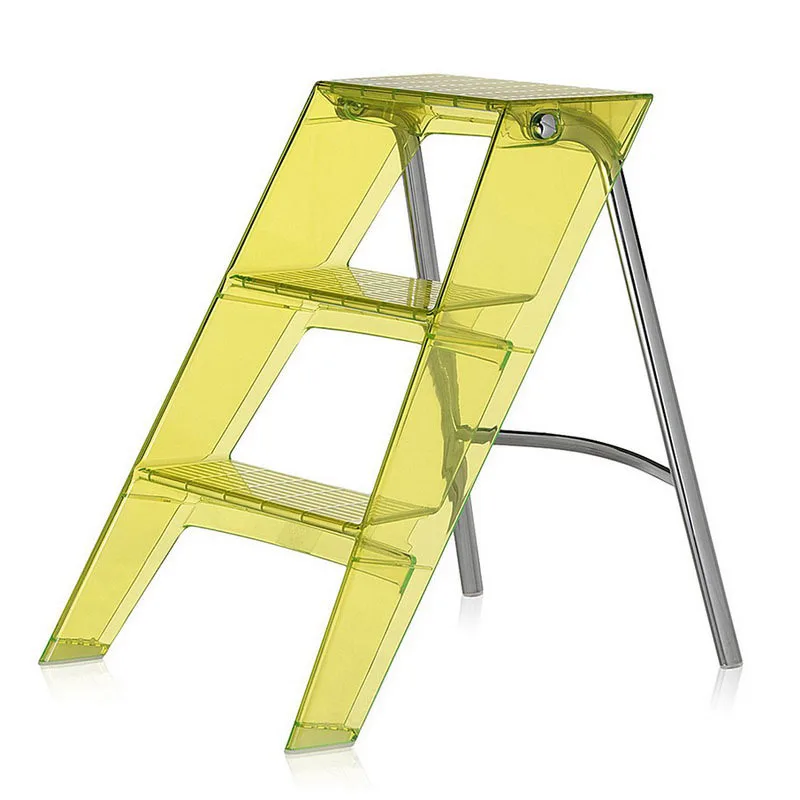 Home Foldable Ladder Chair Durable Plastic Pc Transparent Non-slip Home Ladder Shelf Stool