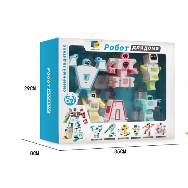 Wholesale Russian Alphabet 6 In 1 Transforming Robot Toys Action Figure Robot