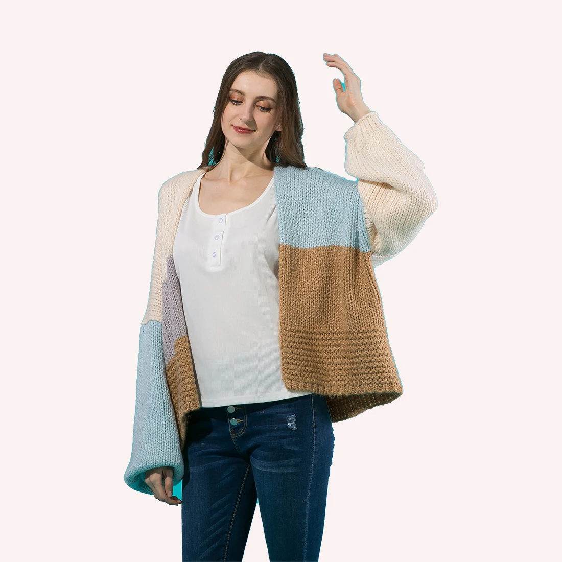 Fashion oversized Knit cozy crochet Sweaters Cardigan for Women Ladies Casual Loose Fit handmade Open Front Cardigan for women