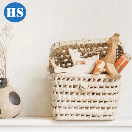 Hand-woven Corn Husk Handbag Gift Box Nursery Cute Storage Basket
