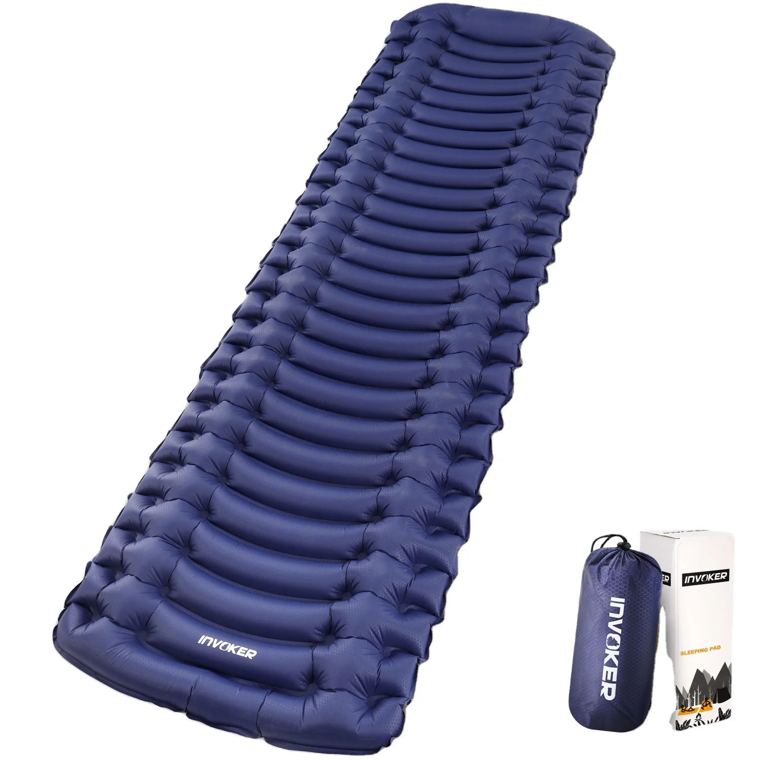 INVOKER Ultralight Inflatable Camping Sleeping Pad with Built-in Foot Pump Lightweight Compact Air Mattress