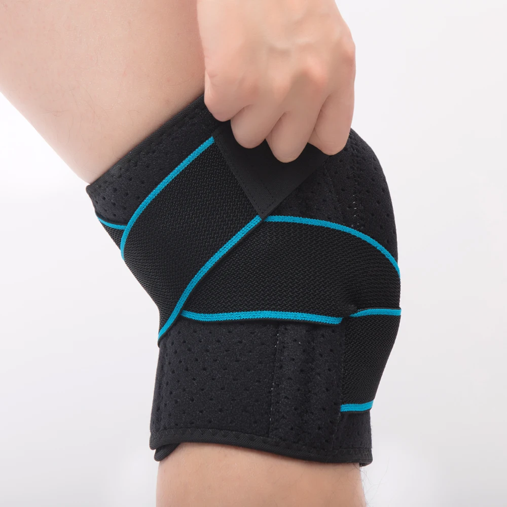 Huali Fitness cycling running patella knee pads knitted sports warm straps knee brace silicone knee protective gear