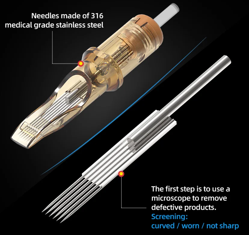 Ambition Tattoo Needles Cartridge bugpin 0.35mm RL/M1/MC Professional Semi-Permanent Eyebrow Lip Makeup Needles For Tattoo