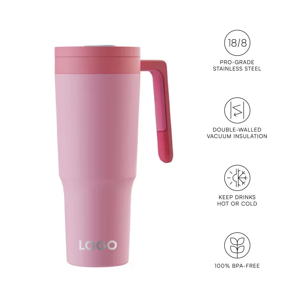 Stainless Steel 40 oz Vacuum Insulated Cup Tumbler with Handle and Fruit Infuser with Lid & Straw