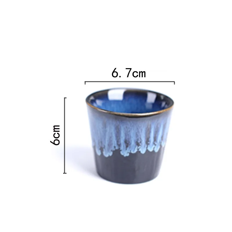 Japanese Style Kiln Changing Color Glazed Irregular Tableware Plate Dishes Blue Glazed Ceramic Dinnerware Sets