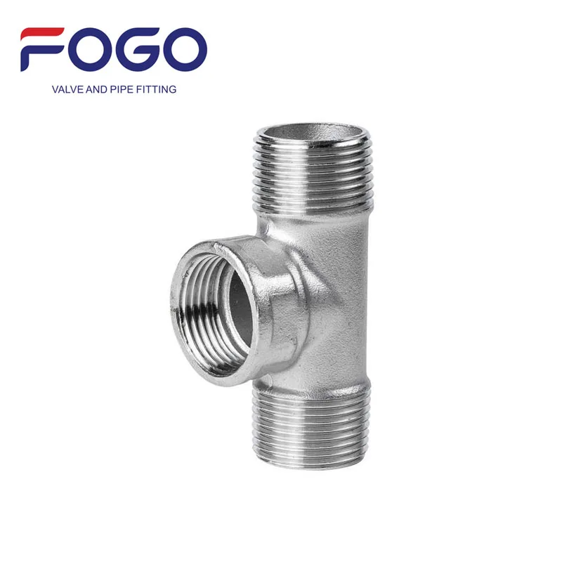 304 stainless steel tee water pipe joint outside and inside wire tee 46 minutes 1 inch direct through thread fittings