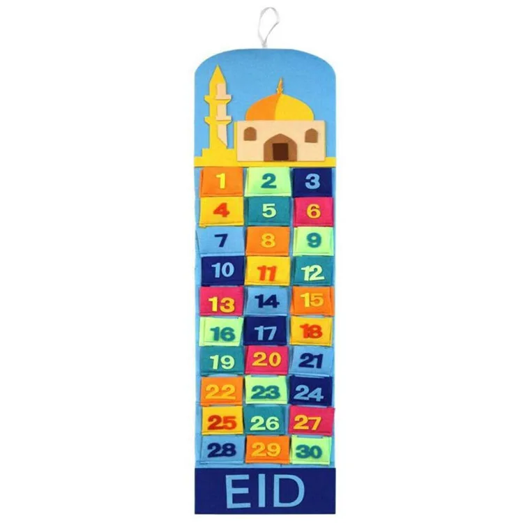 
Islamic Holiday 30 Days Mosque Eid Mubarak Felt Ramadan Decoration Advent Calendar 