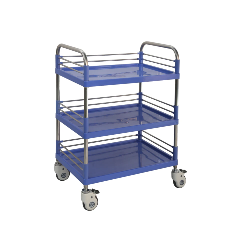 High Quality Steel Plastic Instrument Trolley Hospital Emergency Trolley