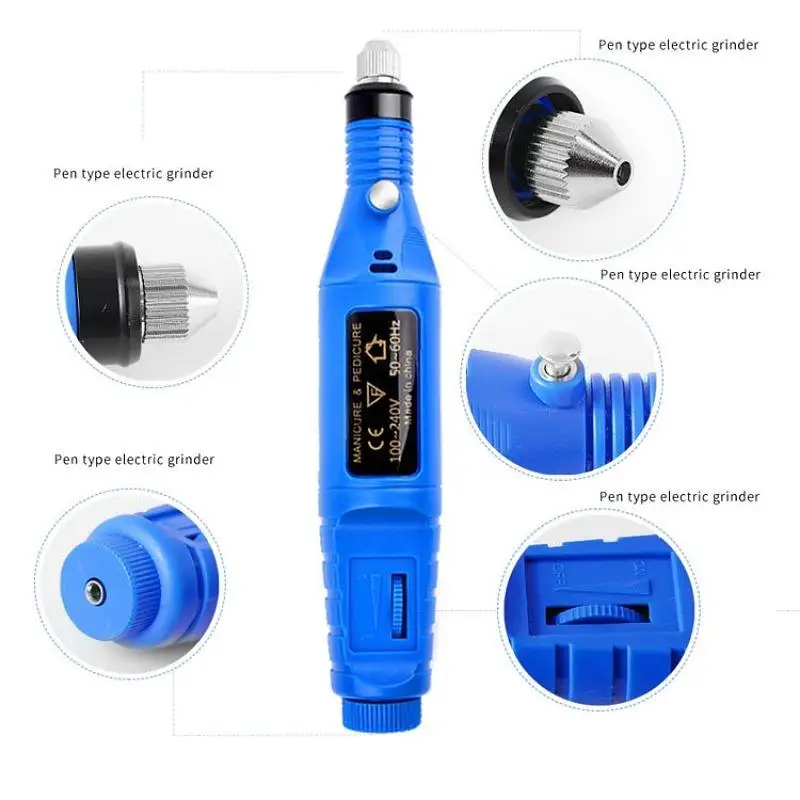 Wholesale Factory Price Nail tools mini electric nail sander usb portable pen electric nail grinding to remove dead leather case