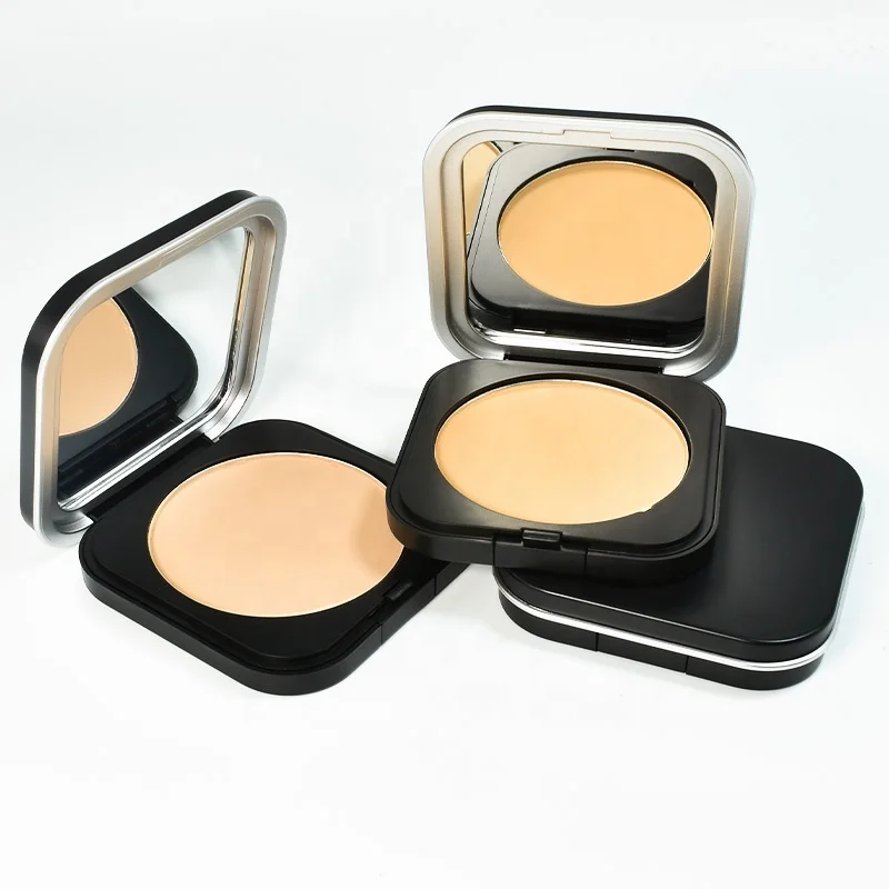 Custom New Square Face Powder Palette Private Label Makeup Black Pressed Compact Foundation Powder