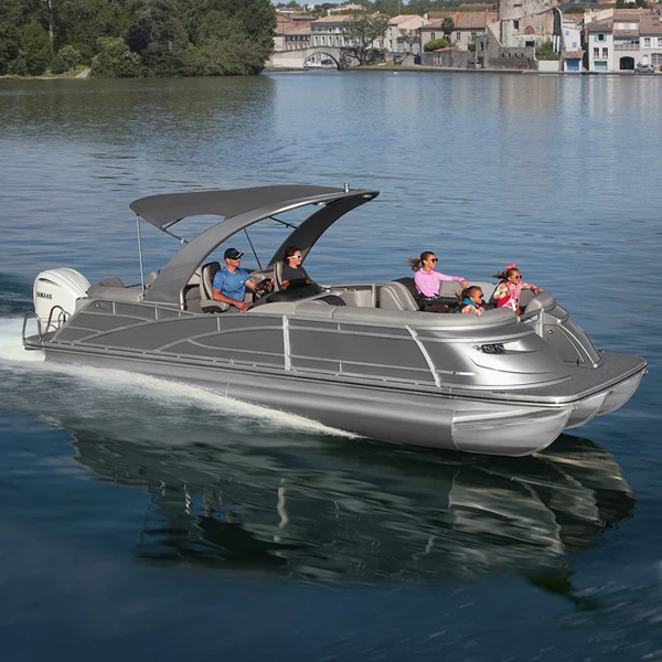 2024 Yacht Luxury 27ft Aluminum Fiberglass Party Pontoon Boat Electric Motor Fishing Outdoors Outboard Engine Combo Set Included