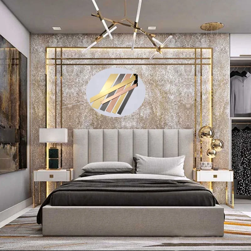 Custom Self Adhesive Brushed Stainless Steel Decorative Strips for Wood Wall Furniture Accessories Gold Edge Mirror