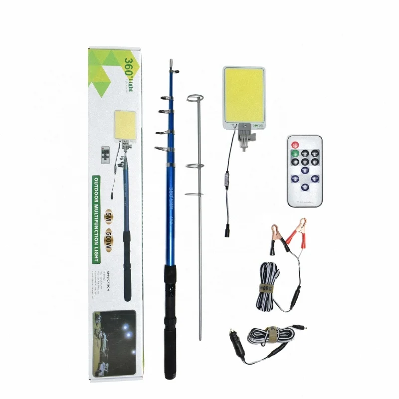 360Light DC 12V Outdoor Emergency Lighting Single Panel COB Led Lamp Board Telescopic Fishing Rod Camping Lights