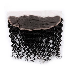 Wholesale price 13x4 frontal closure hair top grade virgin mink Brazilian deep wave human hair ear to ear swiss lace frontal