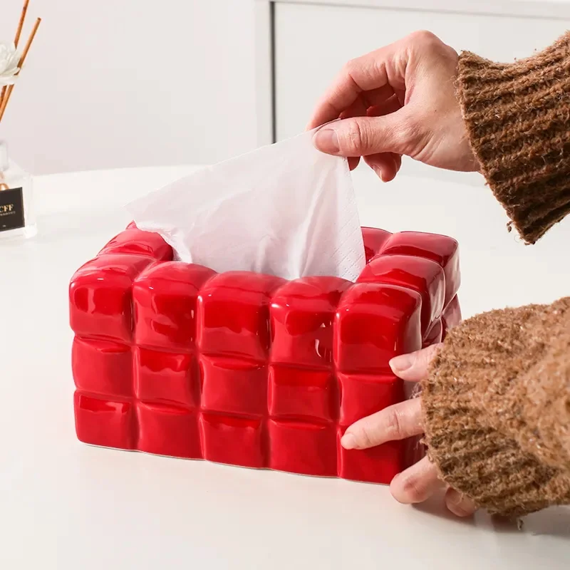 2024 Homeware Products Customized Creative  Ceramic Tissue Box Table Car Napkin Holder Luxury Cover Tissue Box