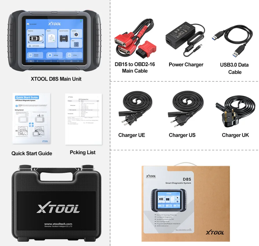 XTOOL D8S Update of XTOOL D8 Car Diagnostic Scanner Automotive Scan Tools With Technology Map DoIP&CAN FD