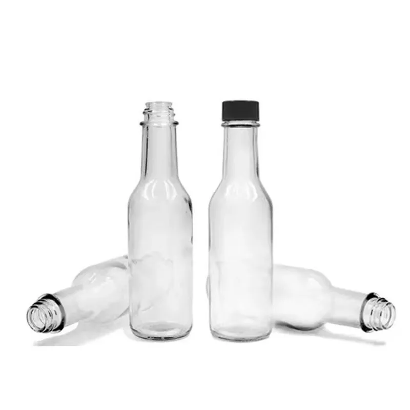 Clear 90ml 3oz 150 Ml 5 Oz 8oz 250ml Woozy Bottle Vinegar Ketchup Chili Hot Sauce Glass Bottle With Plastic Caps