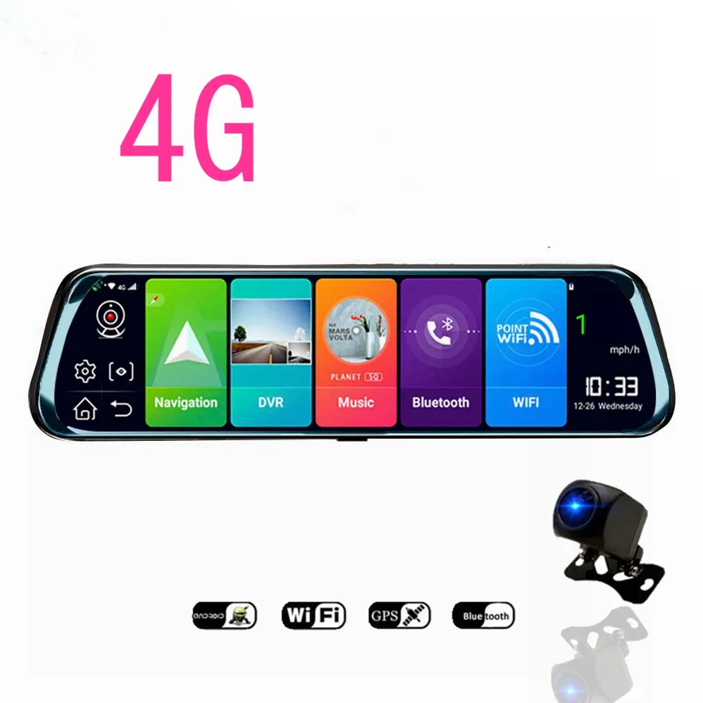 Видеорегистратор автомобильный на зеркало заднего вида 4G Wi-Fi 2 камеры ADAS Android 8 1 10 дюймов