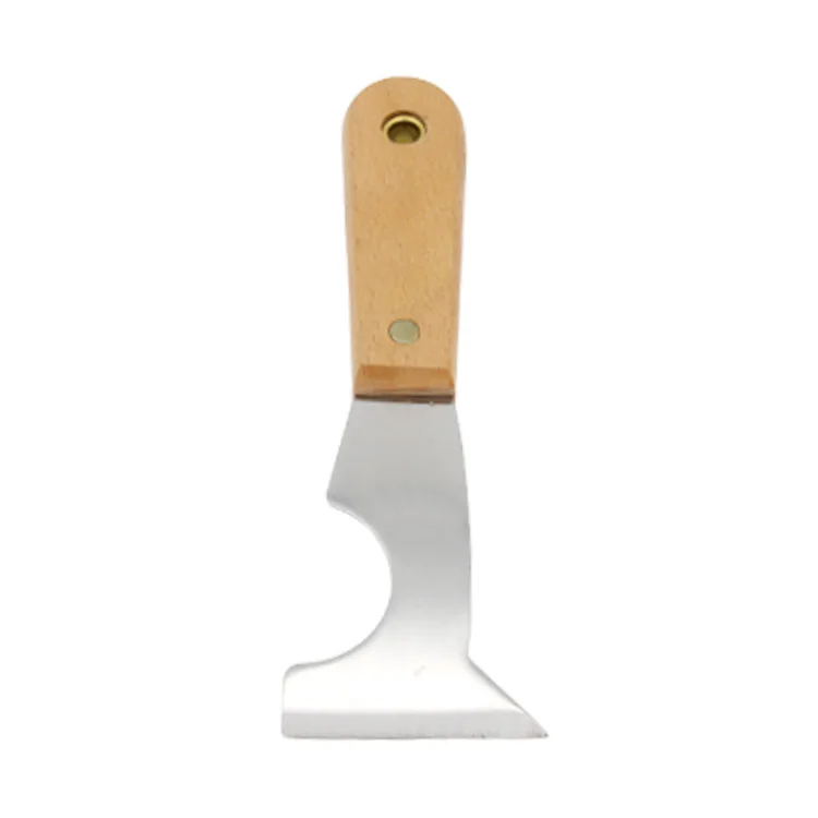 Custom stainless steel paint scraper mirror polished beech wood handle putty knife