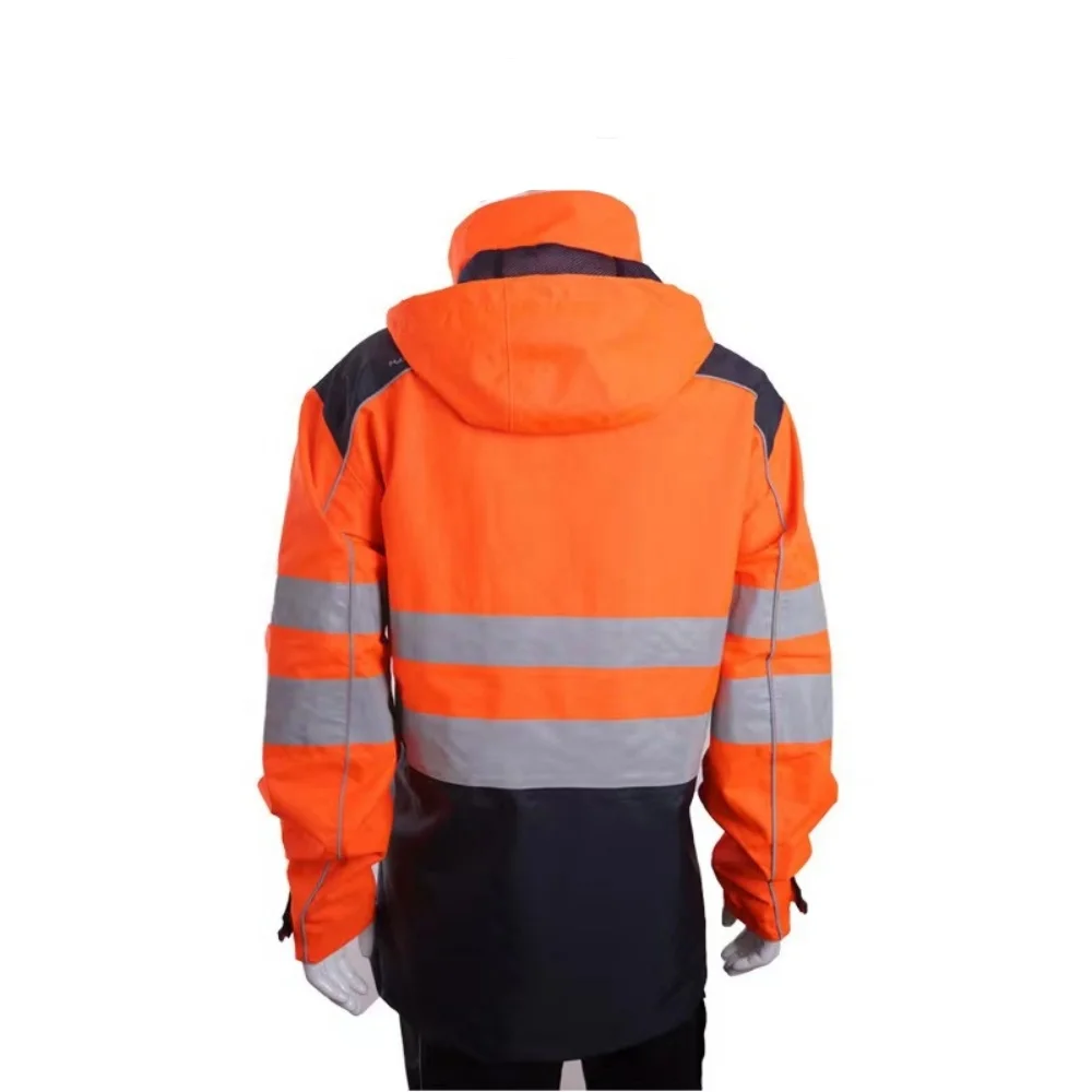 Custom Long Sleeve Orange Construction Jackets Safety Life Jacket Safety Jackets Reflective Work Waterproof