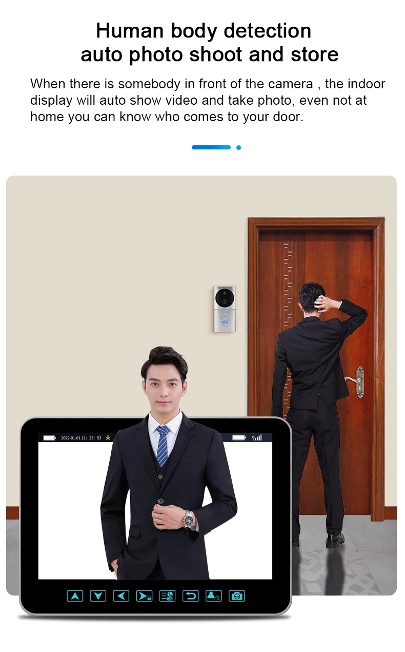 1080P HD 7 Inch Display Smart Home Security Wireless Camera Video Doorbell