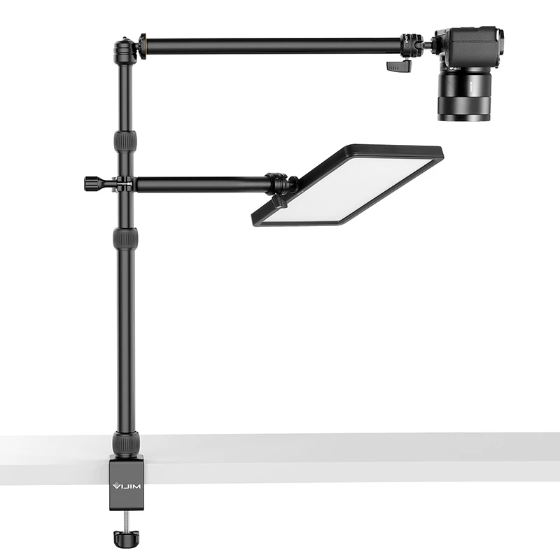 Vijim LS11 desk mount ring light stand Live stream equipment Broadcast mic stand 360 rotating Aluminium alloy camera stand