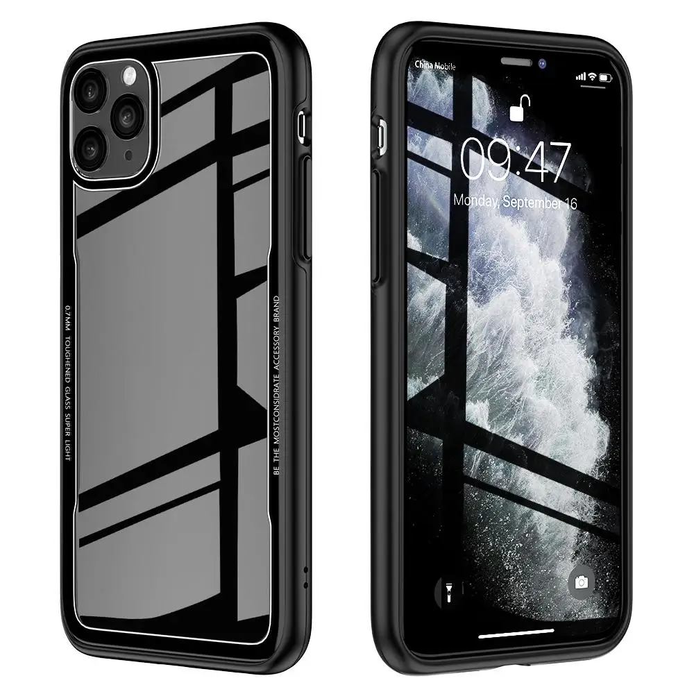 DHL Free Shipping 1 Sample OK FLOVEME Transparent Protective Back Case For iPhone 11 9H Tempered Glass Mobile Phone Case Covers