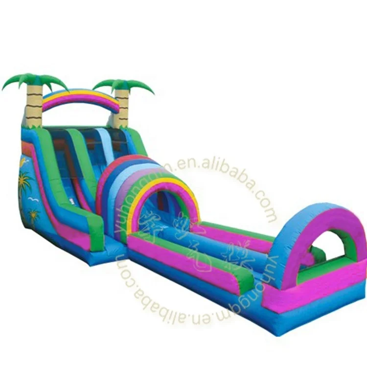 Fashion Design Inflatable Four Water Slide Large Inflatable Water Slide With Pool In China