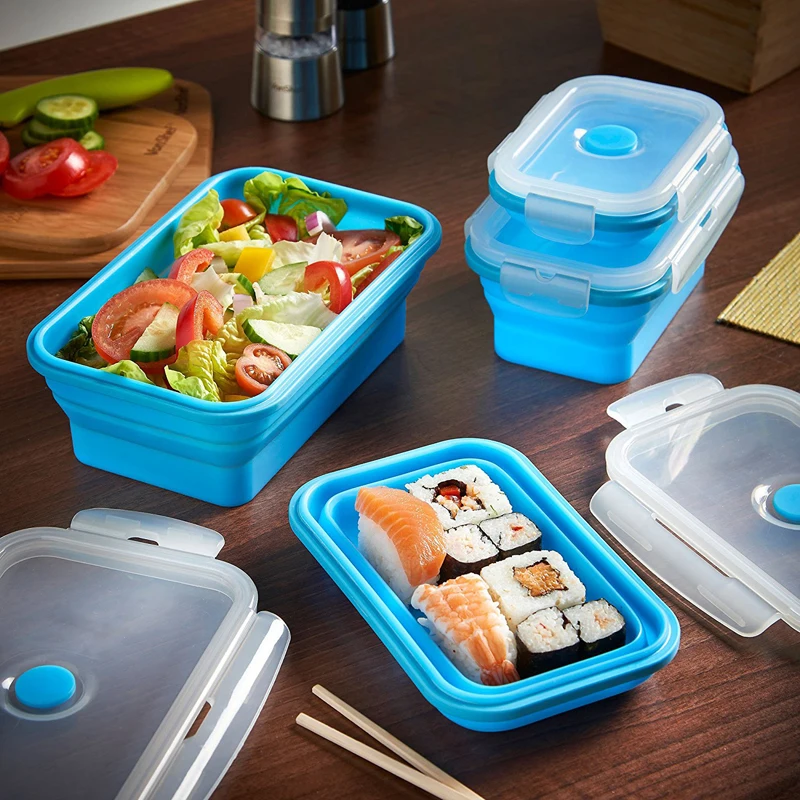 Easy Storage Dishwasher Safe Vacuum Seal Transparent Silicone Food Storage Airtight Container Set