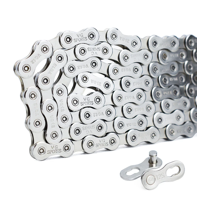 VG Sports Ultralight 12 Speed Bicycle Chain Bike Chain 126 Links Silver Mountain MTB Road Bike Chains