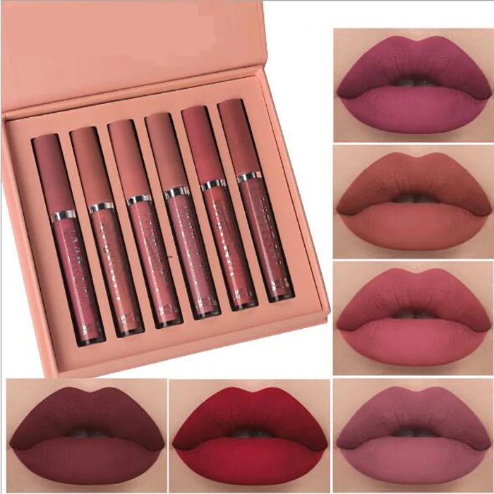 
Pigment Waterproof Makeup 6 Colors lip gloss set Wholesale Matte Long Lasting Lipstick Suit 