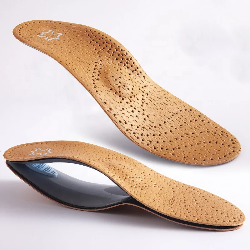 Orthopedic Foot Care Insole Leather Latex Antibacterial Active Carbon Orthotic Arch Support Instep Flat Foot Shoes Insoles