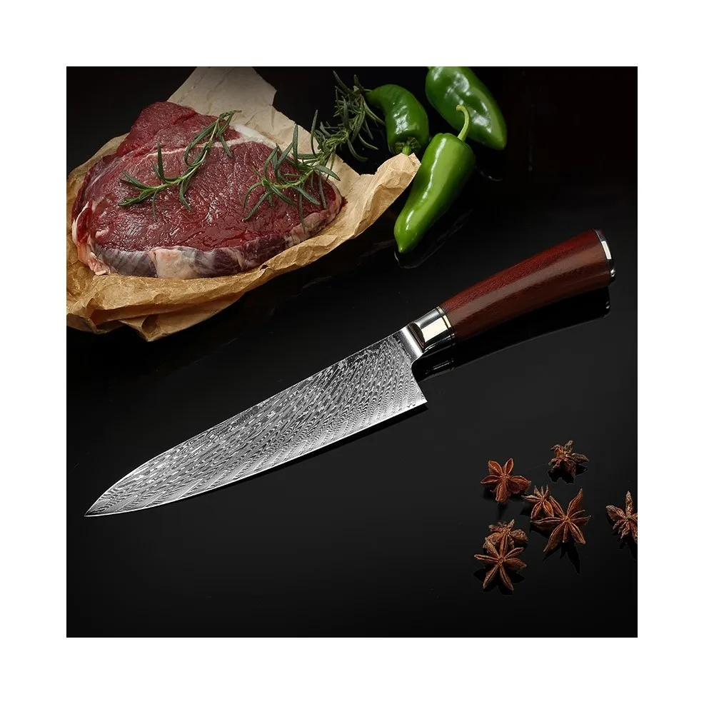 
2pcs 67layer Chinese Vg10 Damascus Steel Kitchen Knife Set With Pakka Wood Handle 