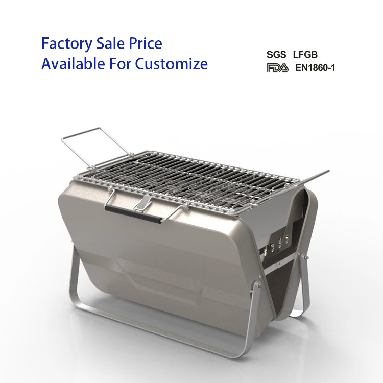 Portable Suitcase Barbecue Charcoal Grill Stove and Smoker Kabob Stainless Steel for Outdoor Cooking Camping Hiking Picnics