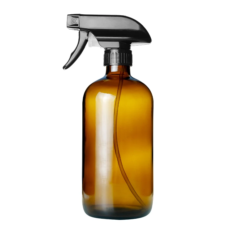 Wholesale Empty 16oz 500ml Amber Boston Round Glass Fine Mist Room Spray Bottles