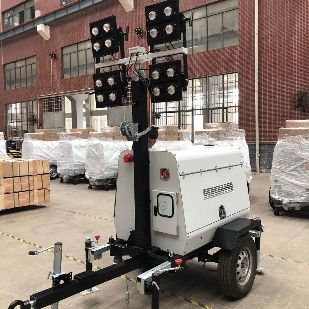 9M Mast LED Light Tower  Hydraulic Telescopic Mobile Lighting Tower portable generator