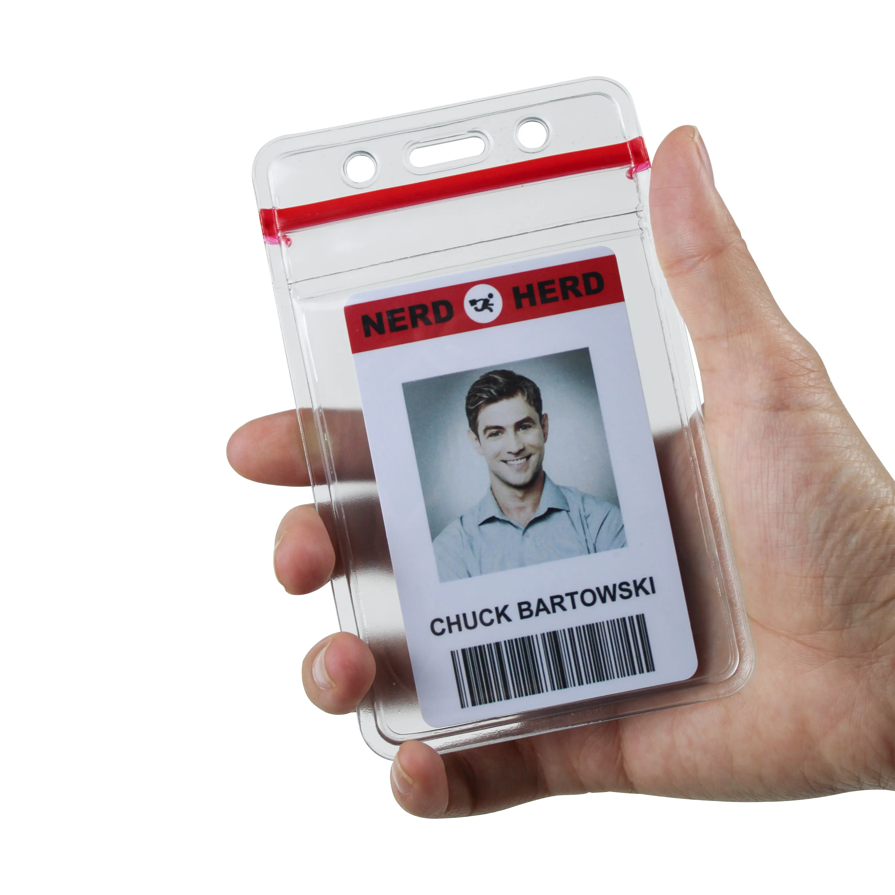 Бестомовый прозрачный виниловый вертикальный закрывающийся водонепроницаемый ВЕРХНИЙ держатель удостоверения личности RFID бейдж кейс