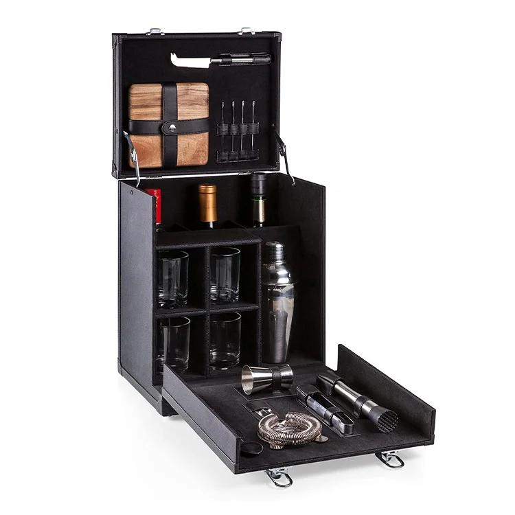 
DX Picnic travel cocktail set with luggage storage bar set stainless steel glass bar set 