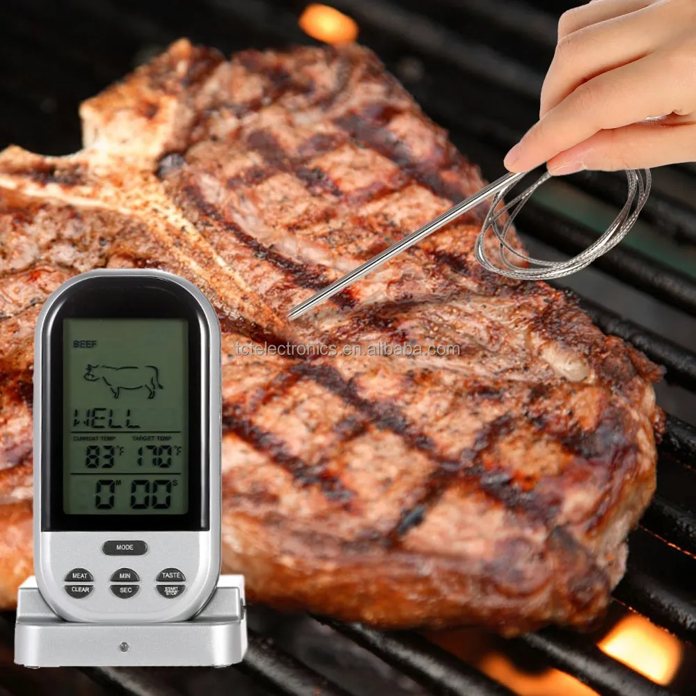 Factory Wholesale TP808 Food BBQ Fork RF Wireless Kitchen Thermometer Remote Control BBQ Thermometer With One Probe