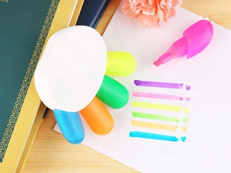 Fancy palm 5 in 1 fingers highlighter pen cute colorful office student marker highlighter pen custom LOGO