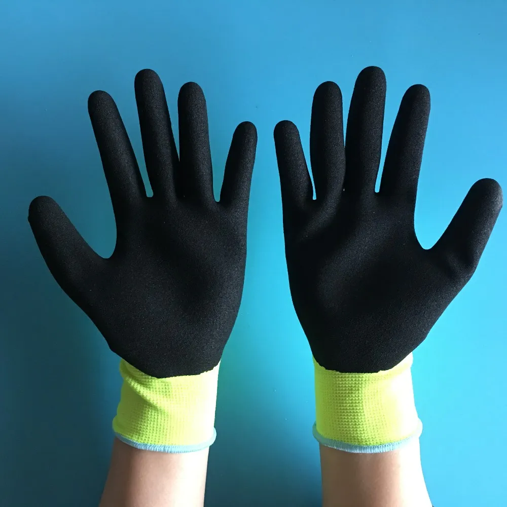 EN388 Polyester/Nylon Knitting Sandy Nitrile Coating NBR Gloves