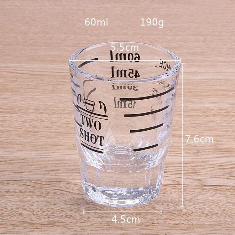 Small Glass Measuring Cup 2 Oz / Teaspoon / Tablespoon Kitchen Tool Dual Spirit Measure Cup 60ml for Bar Party Wine