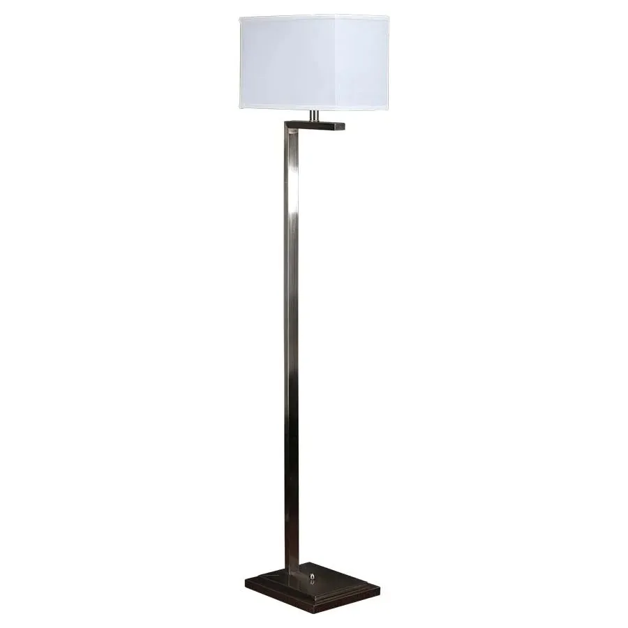 Contemporary Black Iron Tube Floor Lamp with Drum Fabric Lampshade E27 Base for Hotel Home Living Room Bedroom LED Light Source
