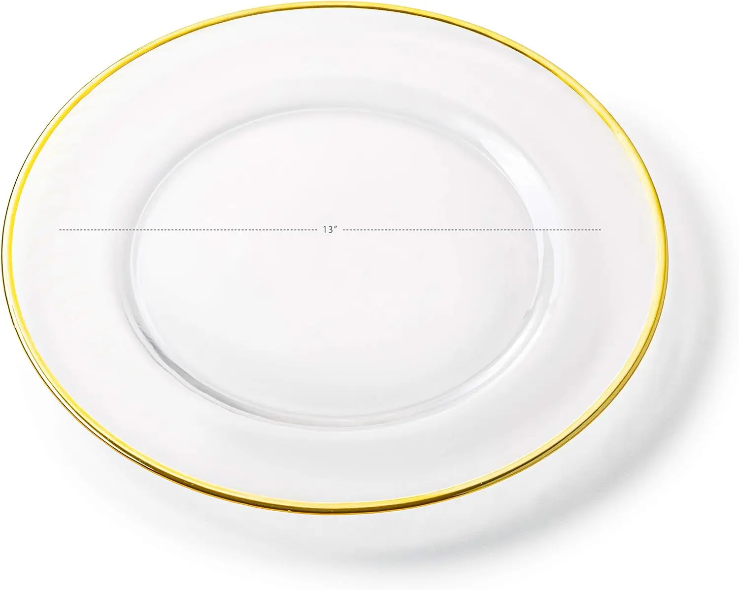 Home & Dining Party Wedding 13-Inch Heavy-Duty Disposable Glass Clear Charger Plates with Hammered Clear Gold Rim
