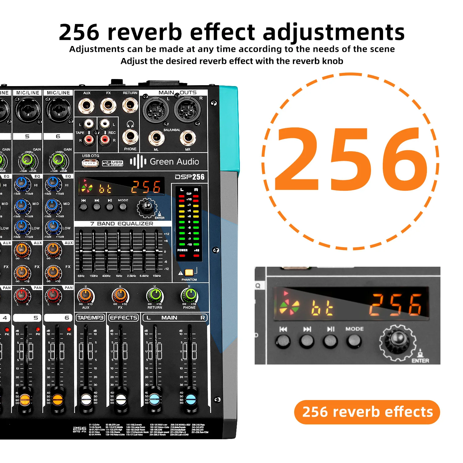 GAX-PA6 dj audio mixer 6 Mono channel Mixing Console Buit-in MP3 Player Use for Party