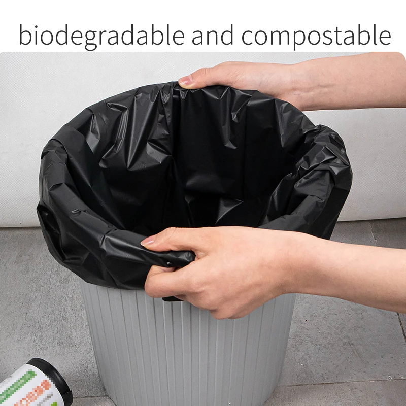 Manufacturers Biodegradable Compostable Black Degradable Pla Flat Eco Friendly Disposable Compostable Trash Rubbish Garbage Bag