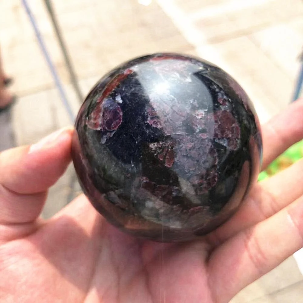 Natural Crystal Astrophylite Red Garnet Flash Sphere