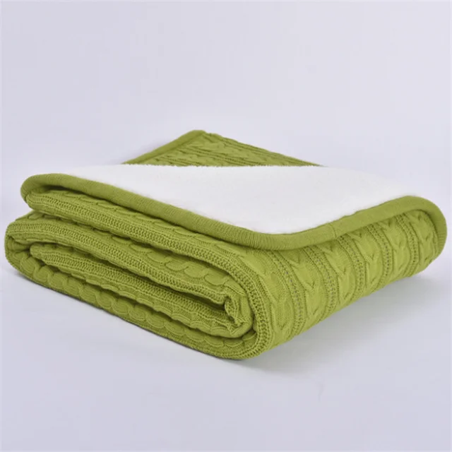 Хлопок с двойным слоем кабель Реверсивный подстежка на искусственном меху, из искусственного меха с подкладкой из овечьей кожи вязаное косичкой одеяло