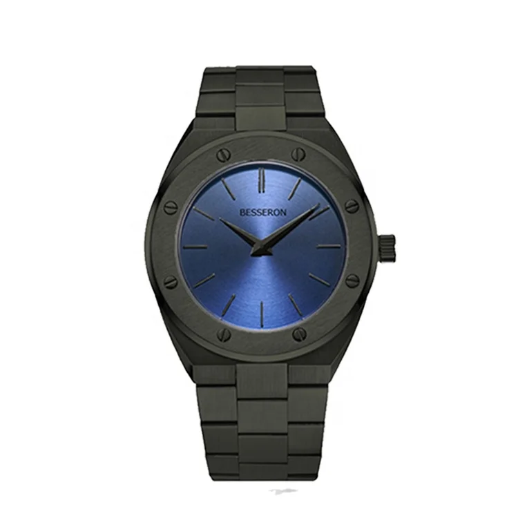 Besseron Hot Sale Watch 5Atm Water Resistant Mens Men Luxury 316 Gold Stainless Steel Case Face Quartz Watch